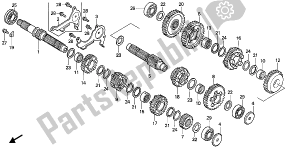 All parts for the Transmission of the Honda NTV 650 1988
