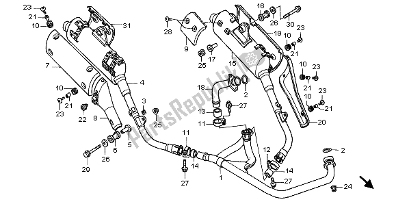 All parts for the Exhaust Muffler of the Honda XL 1000V 1999