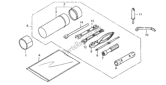 All parts for the Tools of the Honda TRX 350 FE Fourtrax Rancher 4X4 ES 2002