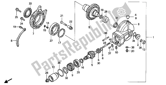 All parts for the Final Driven Gear of the Honda NTV 650 1993