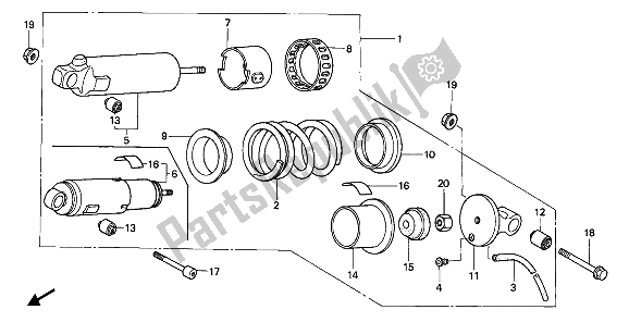 All parts for the Rear Cushion of the Honda VT 600C 1988