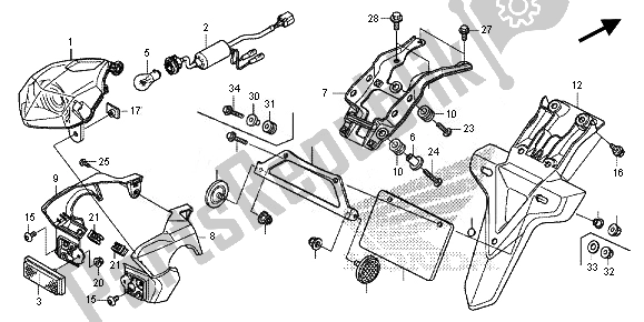 Tutte le parti per il Fanale Posteriore del Honda CRF 250M 2014