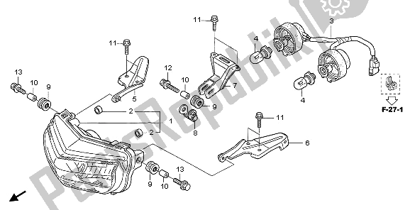 All parts for the Headlight of the Honda TRX 450 ER Sportrax 2006