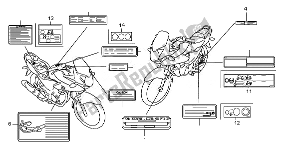 Todas as partes de Etiqueta De Cuidado do Honda CBF 125M 2011
