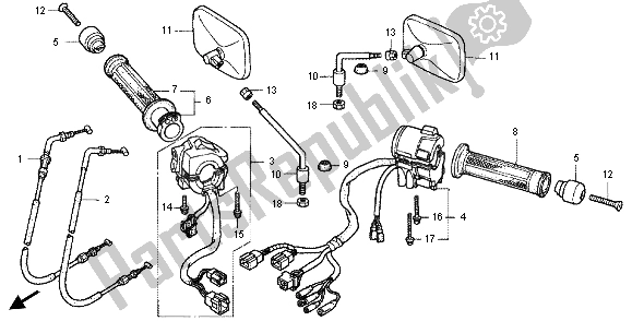 All parts for the Switch & Cable of the Honda CB 1300X4 1999