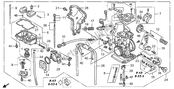 Alle onderdelen voor de Carburator van de Honda TRX 450 ER 2007