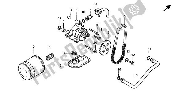 Alle onderdelen voor de Oliefilter & Oliepomp van de Honda VT 1100C3 1998