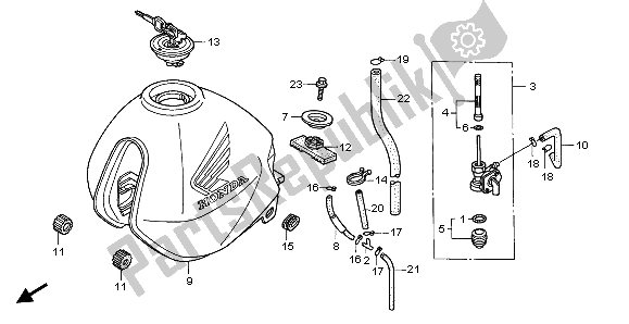 Alle onderdelen voor de Benzinetank van de Honda FX 650 1999