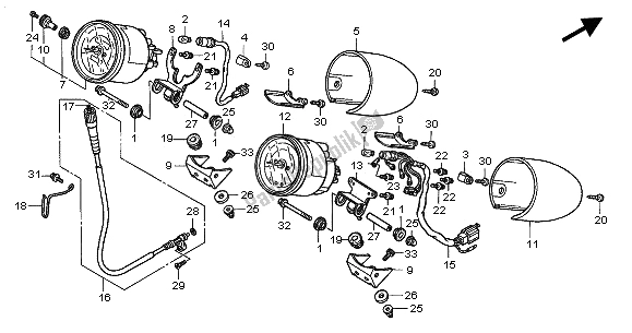 Alle onderdelen voor de Meter (kmh) van de Honda GL 1500C 2002