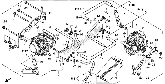 All parts for the Carburetor (assy.) of the Honda VTR 1000F 2006