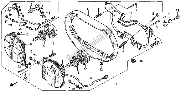 Alle onderdelen voor de Koplamp (uk) van de Honda XRV 750 Africa Twin 1993