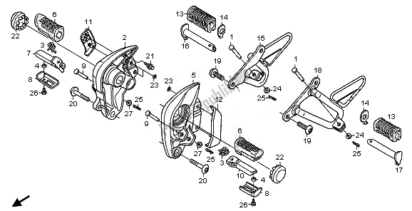 All parts for the Step of the Honda XL 700 VA Transalp 2008