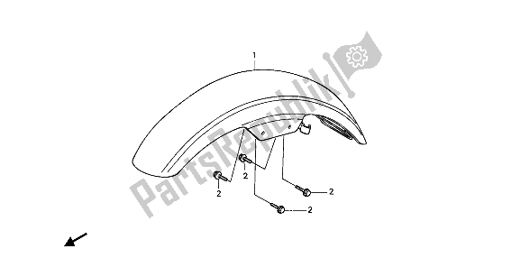 All parts for the Front Fender of the Honda CMX 450C 1988