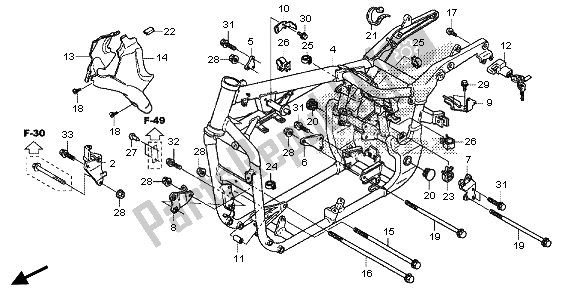 All parts for the Frame Body of the Honda VT 750 CS 2013