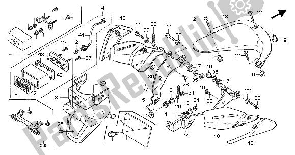 Tutte le parti per il Parafango Posteriore del Honda CBR 600 RR 2003
