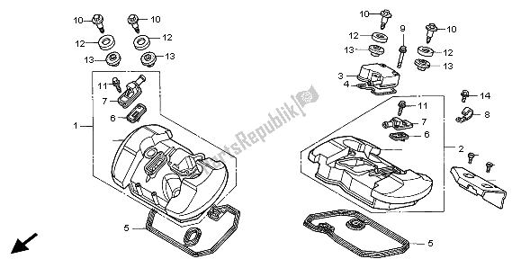 All parts for the Cylinder Head Cover of the Honda VT 750C 1998