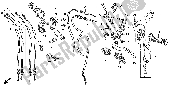 All parts for the Handle Lever & Switch & Cable of the Honda CRF 250R 2009