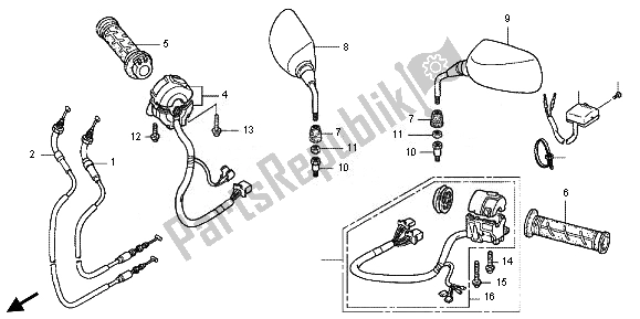 Tutte le parti per il Interruttore E Cavo E Specchio del Honda FJS 600A 2011