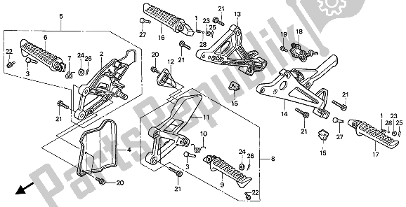 All parts for the Step of the Honda VFR 750F 1993