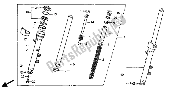 All parts for the Front Fork of the Honda CBF 600S 2005