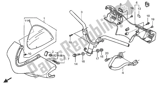 All parts for the Handle Pipe & Handle Cover of the Honda NES 150 2005