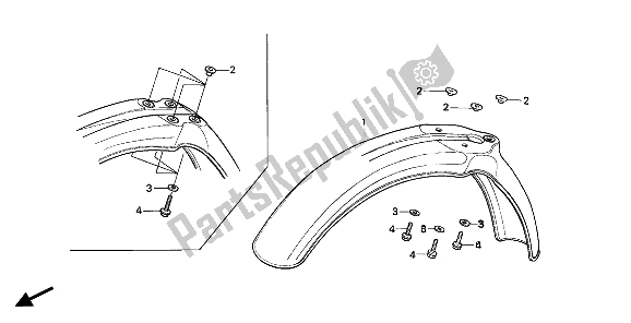 All parts for the Front Fender of the Honda CR 80R 1986