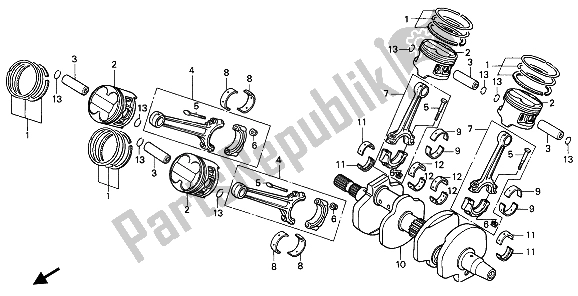 Todas las partes para Cigüeñal Y Pistón de Honda VFR 750F 1991