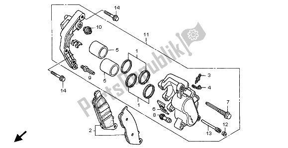 All parts for the Front Brake Caliper of the Honda VT 1100C3 1999