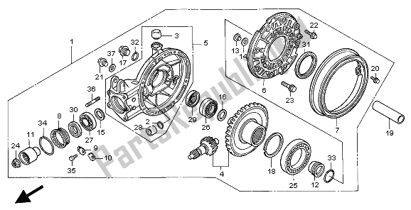 All parts for the Final Driven Gear of the Honda ST 1100 1997