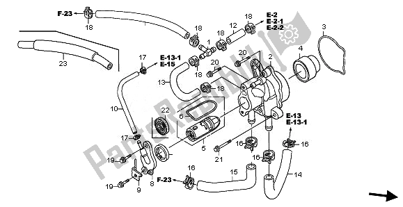 All parts for the Water Pump of the Honda NPS 50 2008