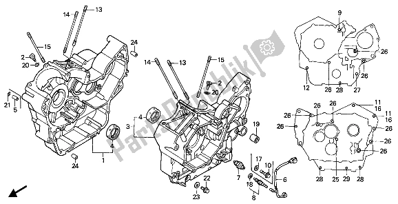 All parts for the Crankcase of the Honda NTV 650 1988