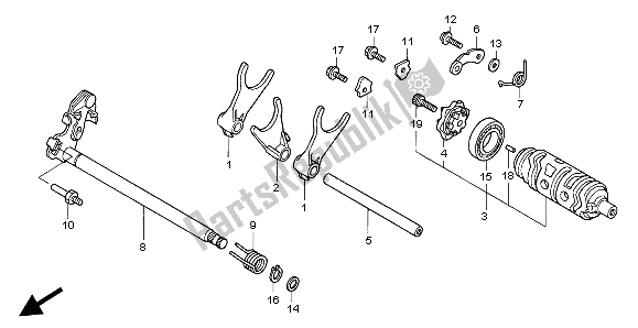 All parts for the Gearshift Drum of the Honda XL 1000V 2004