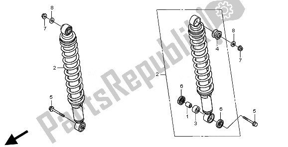 All parts for the Rear Cushion of the Honda TRX 500 FE Foretrax Foreman ES 2010