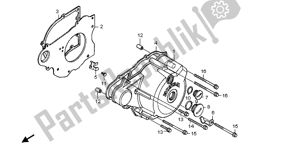 All parts for the Left Crankcase Cover of the Honda CA 125 1997