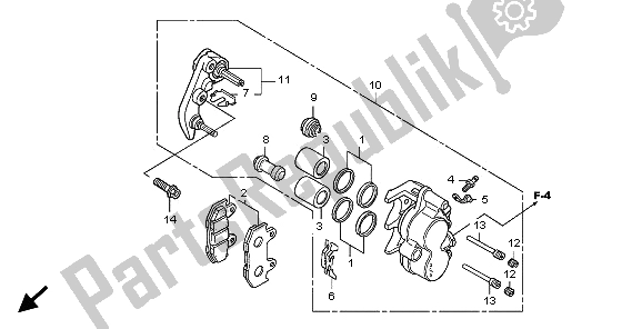All parts for the Front Brake Caliper of the Honda SH 125D 2009