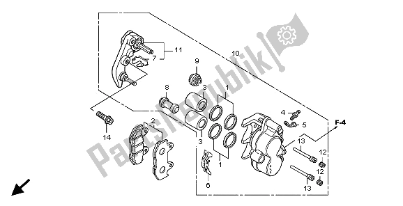 All parts for the Front Brake Caliper of the Honda SH 125D 2009