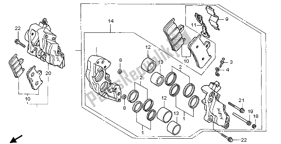 Todas as partes de Pinça De Freio Dianteiro do Honda CBR 900 RR 1996