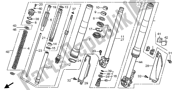 All parts for the Front Fork of the Honda CR 125R 2006