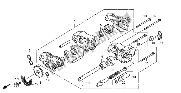 Todas las partes para Bomba De Aceite de Honda TRX 500 FA Fourtrax Foreman 2004