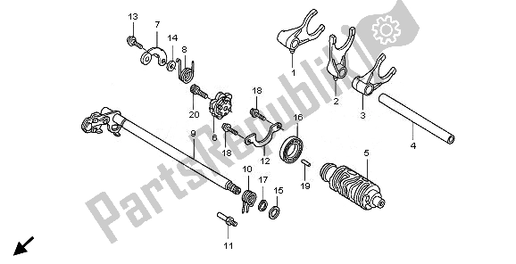All parts for the Gearshift Drum of the Honda VT 1300 CX 2010