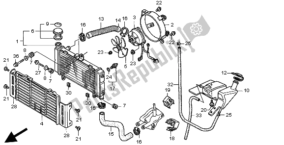 All parts for the Radiator of the Honda CB 600F Hornet 1998