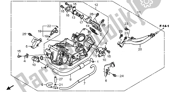 All parts for the Throttle Body of the Honda XL 125V 2008