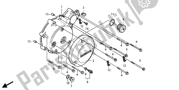 All parts for the Left Crankcase Cover of the Honda VT 750 CS 2012