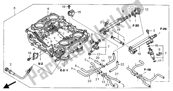All parts for the Throttle Body (assy.) of the Honda ST 1300 2004