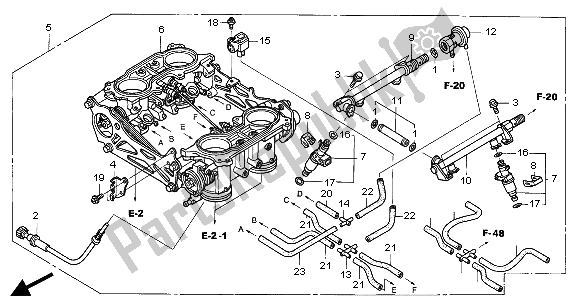 All parts for the Throttle Body (assy.) of the Honda ST 1300 2004