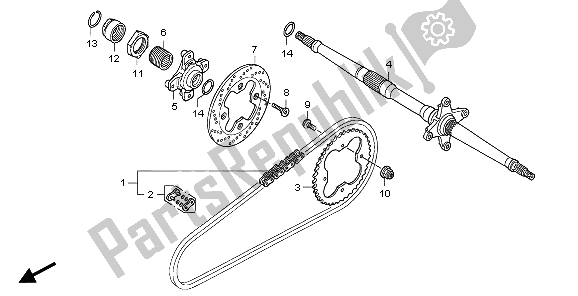 Todas las partes para Eje De La Rueda Trasera Y Cadena De Transmisión de Honda TRX 400 EX 2007