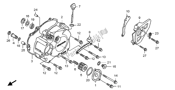 Todas las partes para L. Cubierta De La Caja Del Cráneo de Honda CRF 250R 2004