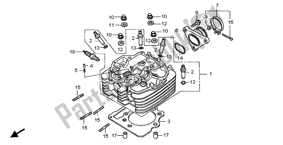 All parts for the Cylinder Head of the Honda XR 400R 2002