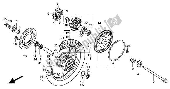 All parts for the Rear Wheel of the Honda XRV 750 Africa Twin 2000