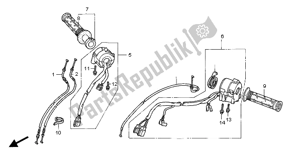 All parts for the Switch & Cable of the Honda VFR 800 FI 2001